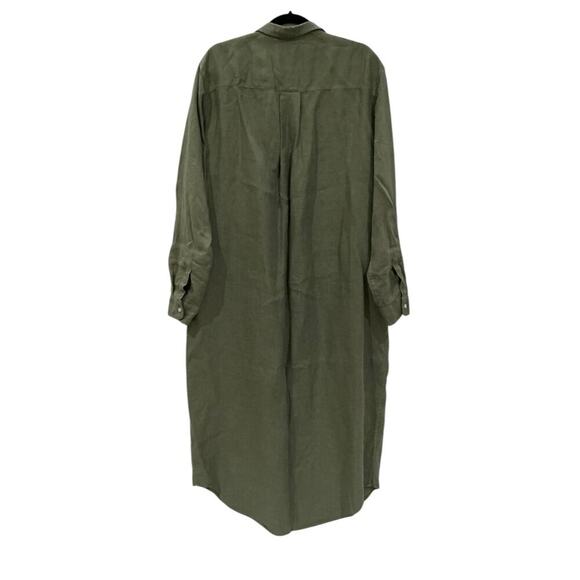 Frank & Eileen Rory Shirtdress Maxi Dress In Olive Size XL Washed Linen Made USA - Picture 10 of 16